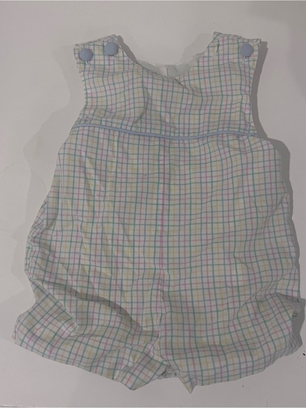 Remember Nguyen Baby Boy Pastel Multicolor Short Romper 12m Checked Sleeveless